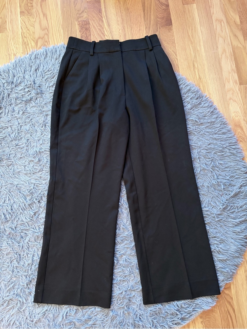 Favorite Daughter Black Wide-Leg Pleated Cropped Trouser Pants Size 8